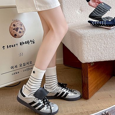 Womens Cotton Crew Socks 6 Pair Pack Striped Accent Soft Breathable