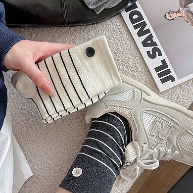 Womens Cotton Crew Socks 6 Pair Pack Striped Accent Soft Breathable