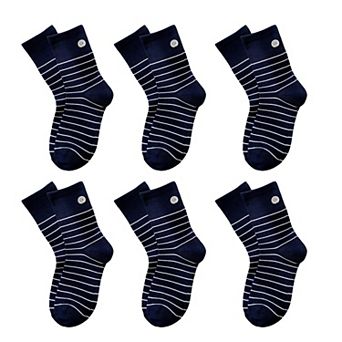 Womens Cotton Crew Socks 6 Pair Pack Striped Accent Soft Breathable