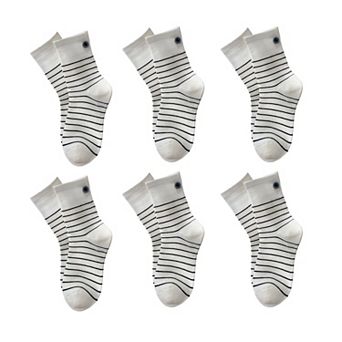 Womens Cotton Crew Socks 6 Pair Pack Striped Accent Soft Breathable