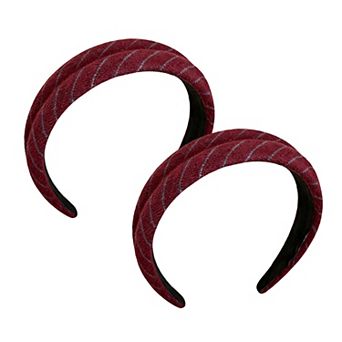 Womens Wide Twill Fabric Headbands Two Pack Soft Padded Stripe Design Everyday Hair Accessories