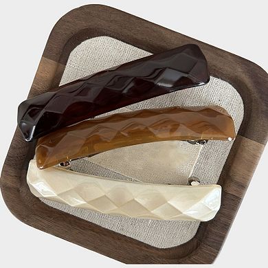 Womens Geometric Textured Hair Barrette Clips 3 Pack Same Color Set