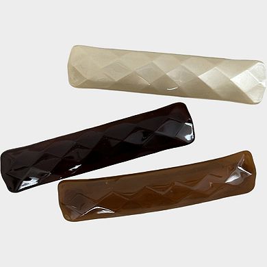 Womens Geometric Textured Hair Barrette Clips 3 Pack Same Color Set