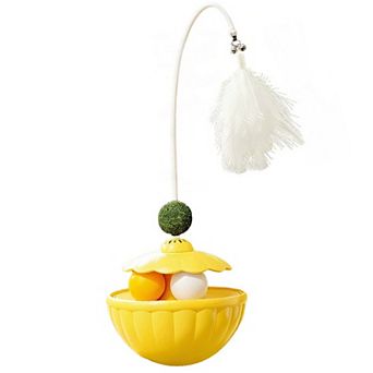 Interactive Cat Wobble Toy, with Catnip & Feather Teaser Wand, for Indoor Cats and Kittens