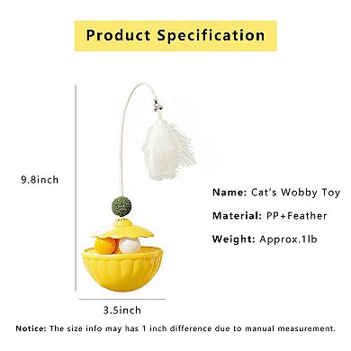 Interactive Cat Wobble Toy, with Catnip & Feather Teaser Wand, for Indoor Cats and Kittens