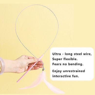 Cat Interactive Feather Teaser Toy with Bell, UFO Design Suction Cup Base, for Indoor Cats & Kittens