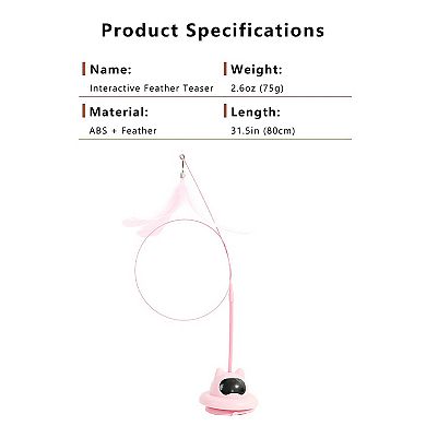 Cat Interactive Feather Teaser Toy with Bell, UFO Design Suction Cup Base, for Indoor Cats & Kittens