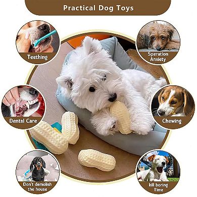 Interactive Squeaky Dog Toys for Boredom, Peanut Shaped, Teeth Cleaning Pet Chew Toys