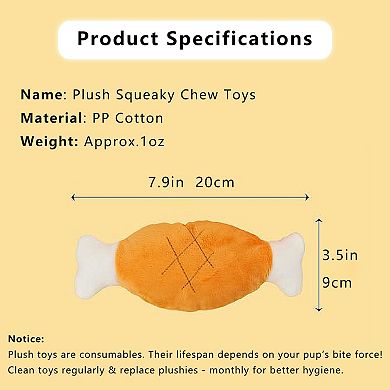 Dog Plush Squeaky Chew Toys for Interactive Pet Training, Puppy Teething Chewing, Chicken Leg Shape
