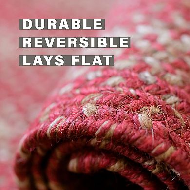 Homespice Apple Pie Jute Braided Rug Reversible Red Rug
