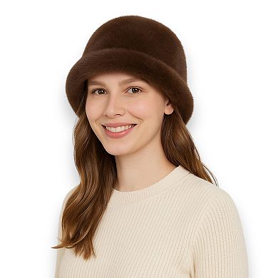 Women's Plush Fuzzy Bucket Hat with Soft Warm Feel and Full-Cover Design