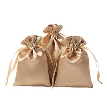 6 pc Satin Drawstring Pouch Set with Soft Fabric Finish for Jewelry Beauty and Gift Storage