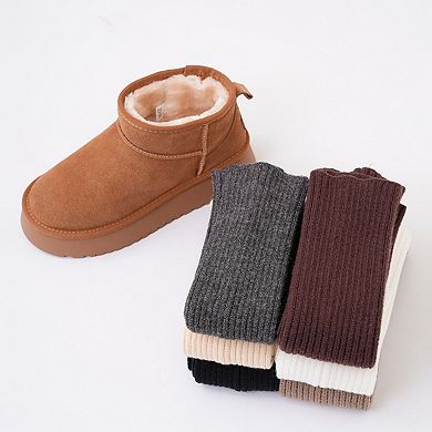 Ribbed Knit Slouch Leg Warmers with Stretch Texture and Pull On Design for Layered Styling 16in