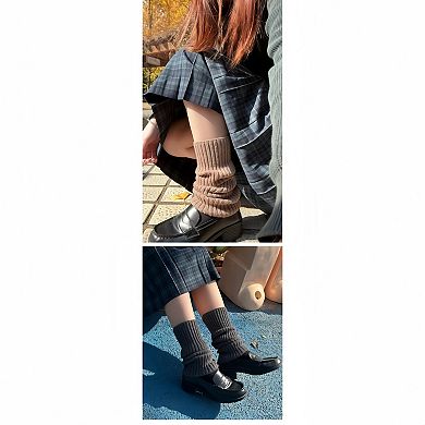 Ribbed Knit Slouch Leg Warmers with Stretch Texture and Pull On Design for Layered Styling 16in