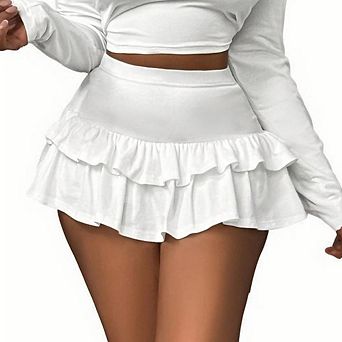 Women's Ruffled Mini Skirt High-Waisted Layered Flounce Skirt