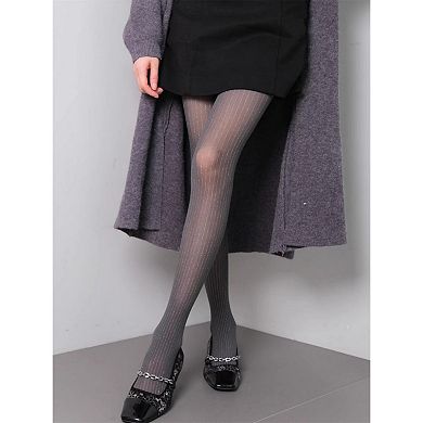 Sheer Vertical Stripe Tights with Soft Stretch Fit and Subtle Shimmer Finish