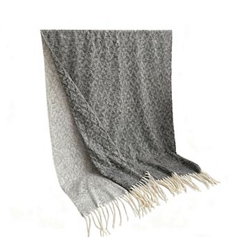 Women's Reversible Cashmere-Feel Scarf with Fringe Tassel Trim 78.5×26 Inches