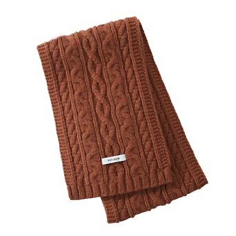 Women’s Cable Knit Scarf with Soft Textured Wool-Blend Yarn and Classic Ribbed Edges