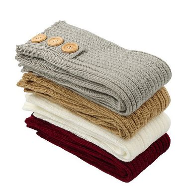 Knit Leg Warmers with Decorative Button Detail Ribbed Texture Soft Stretch Fabric and Slouchy Fit