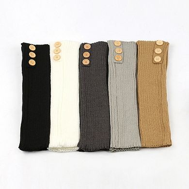 Knit Leg Warmers with Decorative Button Detail Ribbed Texture Soft Stretch Fabric and Slouchy Fit