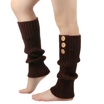 Knit Leg Warmers with Decorative Button Detail Ribbed Texture Soft Stretch Fabric and Slouchy Fit