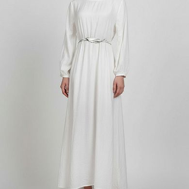 Women's Metal Leaf Buckle Belt with Slim Adjustable Band and Textured Design 28.5x0.4in