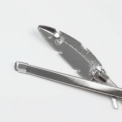 Women's Metal Leaf Buckle Belt with Slim Adjustable Band and Textured Design 28.5x0.4in