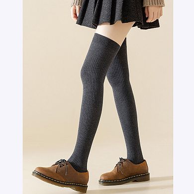 Soft Stretch Over-the-Knee Socks with Ribbed Texture and Lightweight Everyday Knit Design