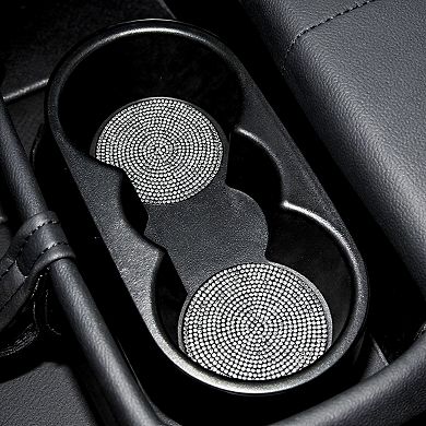 Rhinestone Car Cup Holder Coasters Anti-Slip Sparkling Crystal Set of 2