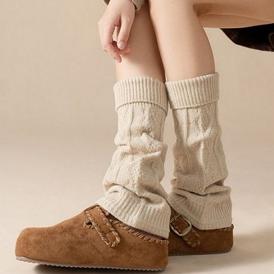 Knit Leg Warmers with Textured Cable Pattern Soft Stretch Fabric and Slouchy Layered Fit