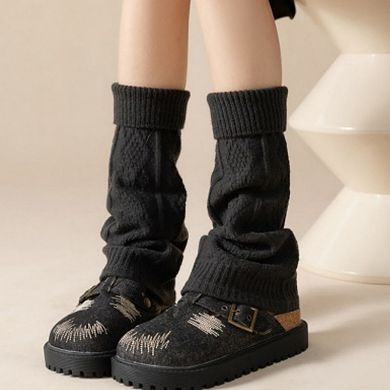 Knit Leg Warmers with Textured Cable Pattern Soft Stretch Fabric and Slouchy Layered Fit