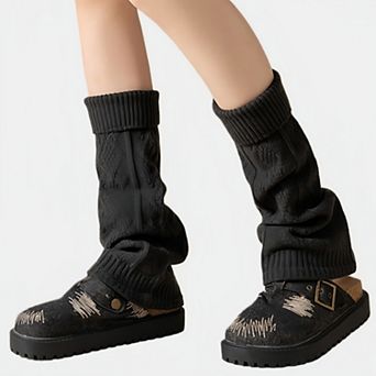 Knit Leg Warmers with Textured Cable Pattern Soft Stretch Fabric and Slouchy Layered Fit