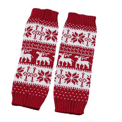 Fair Isle Knit Leg Warmers with Soft Stretch Ribbed Cuffs and Festive Patterned Design