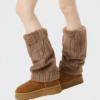 Plush Faux Fur Leg Warmers with Soft Textured Design and Cozy Stretch Fit for Layering Over Boots