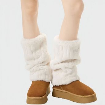 Plush Faux Fur Leg Warmers with Soft Textured Design and Cozy Stretch Fit for Layering Over Boots