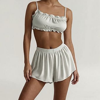 Womens Two Piece Cami Top and Elastic Waist Shorts Lounge Set