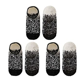 3-pcak Mens Winter No Show Socks with Non Slip Grips Soft Thermal Cozy Fit