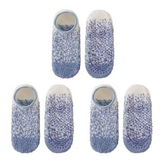 3-pcak Mens Winter No Show Socks with Non Slip Grips Soft Thermal Cozy Fit