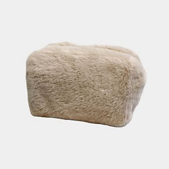 Faux Shearling Soft Zip Pouch Clutch with Plush Texture and Structured Shape