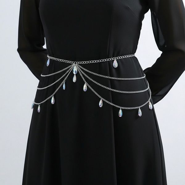 9126 Women\'s Chain Belts Fashion Layered Flocking Cloth Metal Waist Liutufy Women main image 4