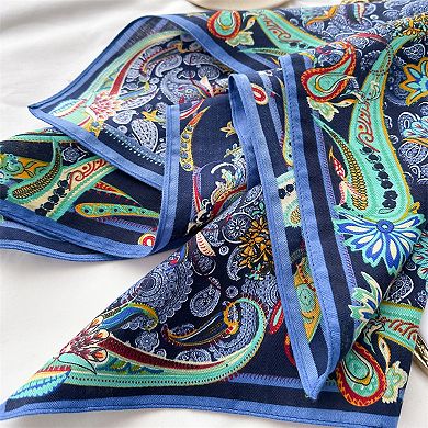 Women's Paisley Print Scarf with Classic Bohemian Design 27×27 Inches