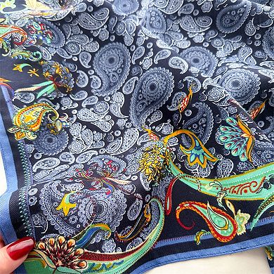 Women's Paisley Print Scarf with Classic Bohemian Design 27×27 Inches