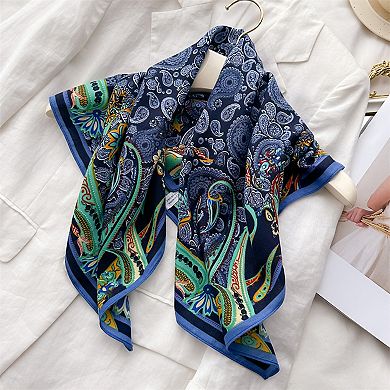 Women's Paisley Print Scarf with Classic Bohemian Design 27×27 Inches
