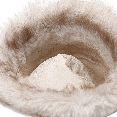 Women's Plush Furry Bucket Hat with Soft Cozy Lining