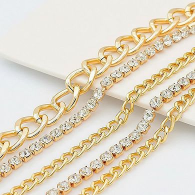 Women's Multi-Layer Chain Belt with Mixed Link and Beaded Strand Details 25.5+13.7in