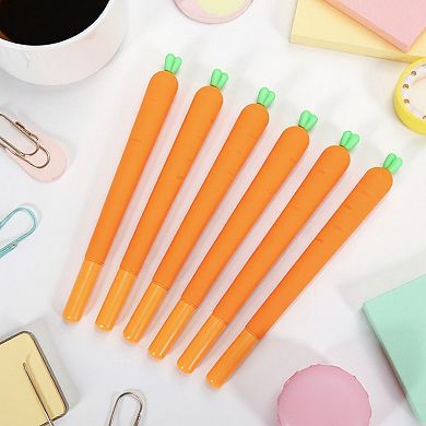 6-Piece Carrot Shaped Gel Ink Pen Set with Fun Novelty Design 0.5mm/6