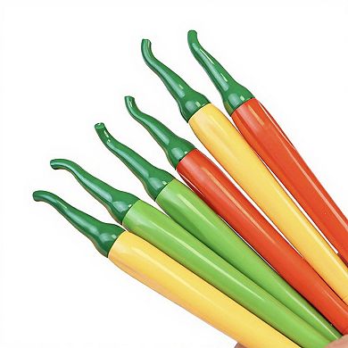 6-Piece Chili Pepper Gel Ink Pen Set with Fun Vegetable Design and Smooth Writing 0.38mm/6.5in