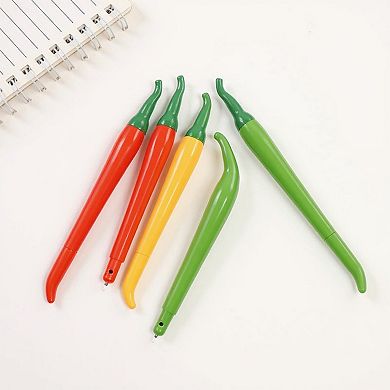 6-Piece Chili Pepper Gel Ink Pen Set with Fun Vegetable Design and Smooth Writing 0.38mm/6.5in
