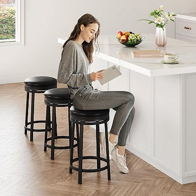 Bar Stools Set of 2, 24" Counter Height Swivel Stools for Kitchen Island Home Bar