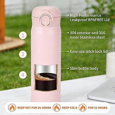 17 oz Steel Vacuum Mug Snap Lid Leakproof Travel